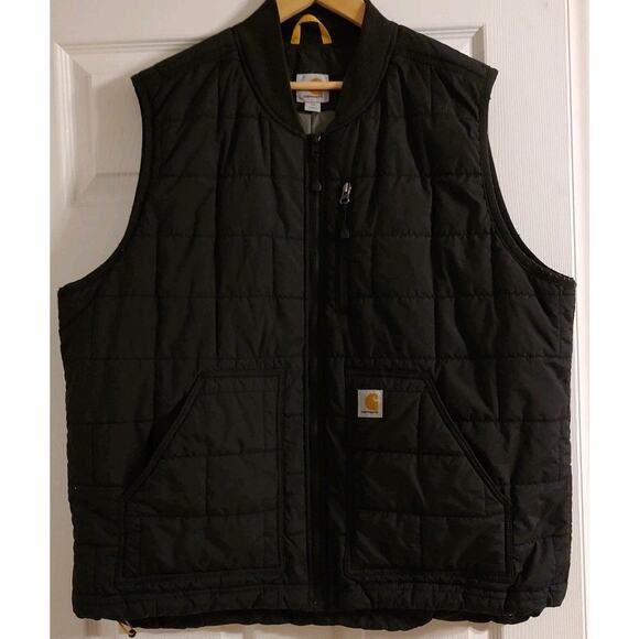 Men's Carhartt Puffer Full Zip Vest Quilted Black Pockets - XXL - Picture 1 of 7